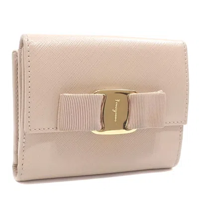 Pre-owned Ferragamo Leather Wallet (bi-fold) () In Beige