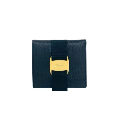 Pre-owned Ferragamo Leather Wallet (bi-fold) () In Black