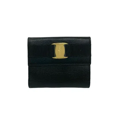 Pre-owned Ferragamo Leather Wallet (bi-fold) () In Black