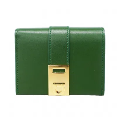 Pre-owned Ferragamo Leather Wallet (bi-fold) () In Green