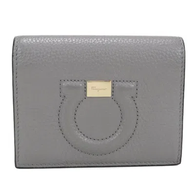 Pre-owned Ferragamo Leather Wallet (bi-fold) () In Grey
