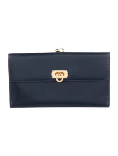 Pre-owned Ferragamo Leather Wallet In Black