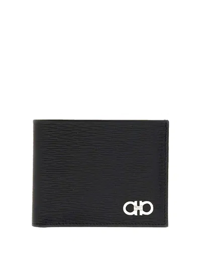 Ferragamo Gancini Wallet With Id Window In Blue