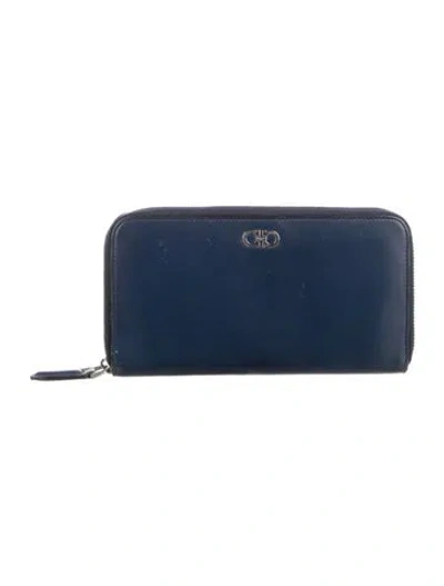 Pre-owned Ferragamo Leather Wallet In Blue