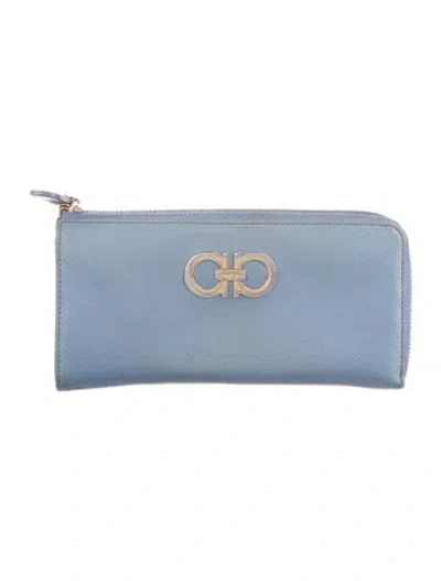 Pre-owned Ferragamo Leather Wallet In Blue