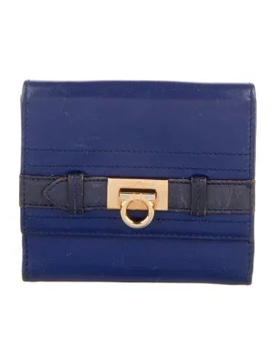 Pre-owned Ferragamo Leather Wallet In Blue