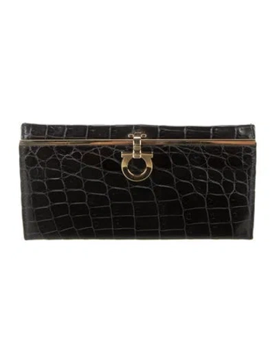 Pre-owned Ferragamo Leather Wallet In Blue