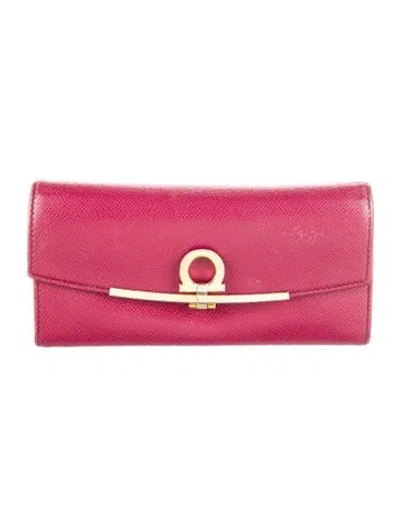 Pre-owned Ferragamo Leather Wallet In Burgundy
