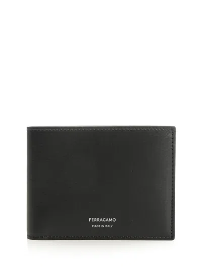 Ferragamo Leather Wallet Florence Wallets Black In Gray