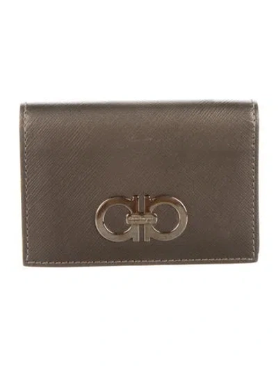 Pre-owned Ferragamo Leather Wallet In Gray