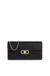 Ferragamo Leather Wallet On A Chain In Black