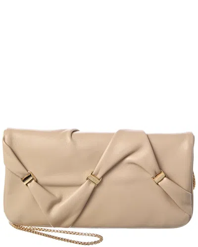 Ferragamo Leather Wallet On Chain In Neutral