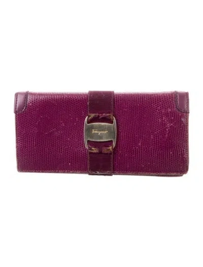 Pre-owned Ferragamo Leather Wallet In Purple