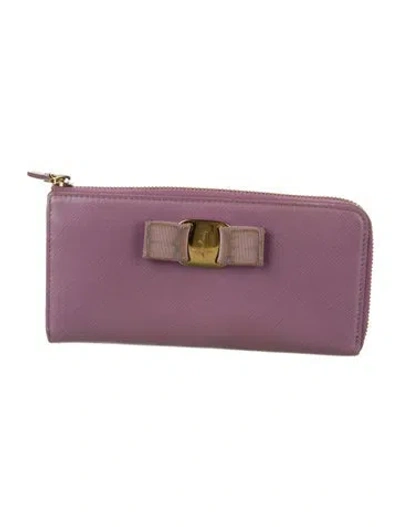 Pre-owned Ferragamo Leather Wallet In Purple