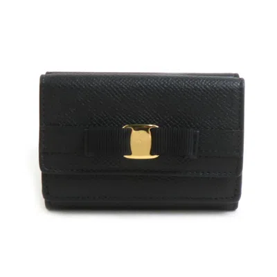 Pre-owned Ferragamo Leather Wallet (tri-fold) () In Black