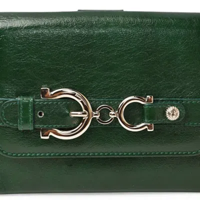 Pre-owned Ferragamo Leather Wallet (tri-fold) () In Green