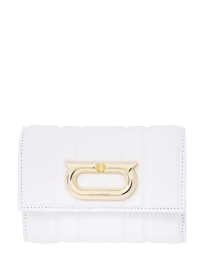 Ferragamo French Leather Wallet In White