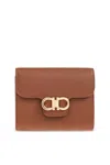 Ferragamo Leather Wallet With Logo In Brown