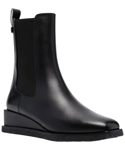 Ferragamo Leather Wedge Ankle Boot In Black