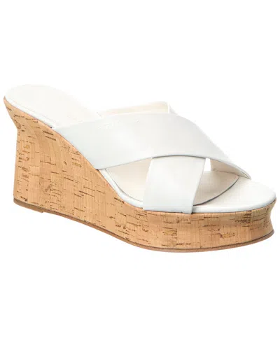 Ferragamo Leather Wedge Sandal In White