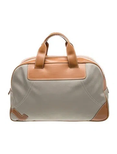 Pre-owned Ferragamo Leather Weekender Bag In Neutral