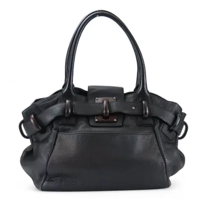 Pre-owned Ferragamo Leather Wood Tote Bag () In Black