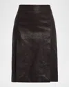 Ferragamo Leather Wrap Skirt In Brown