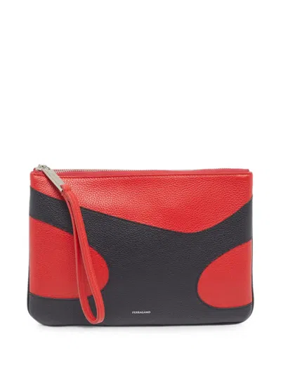 Pre-owned Ferragamo Leather Wristlet Clutch Bag In Red