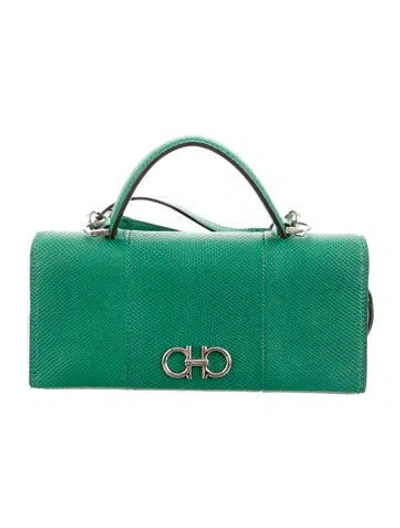 Pre-owned Ferragamo Leather Wristlet In Green