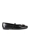 Ferragamo Lambskin Flats With Gold-tone Buckle Detail In Black