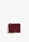 Ferragamo Card Holder With Key Ring In Burgundy