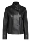Ferragamo Leather Jacket In Black