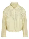 Ferragamo Perforated Leather Jacket In Yellow