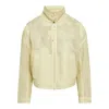 Ferragamo Perforated Leather Jacket In Yellow