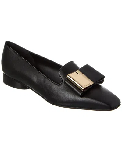 Ferragamo Leda Double-bow Leather Loafer In Black