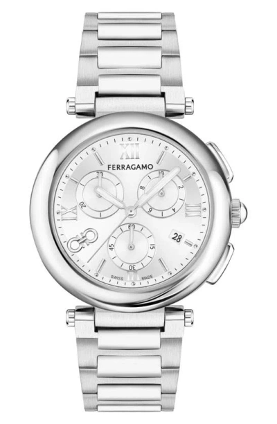 Ferragamo Legacy Chronograph Bracelet Watch, 40mm In Stainless Steel