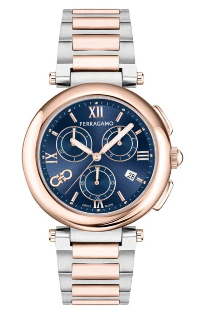 Ferragamo Legacy Chronograph Bracelet Watch, 40mm In Two Tone