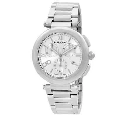 Pre-owned Ferragamo Legacy Chronograph Quartz Silver Dial Ladies Watch Sfu200323