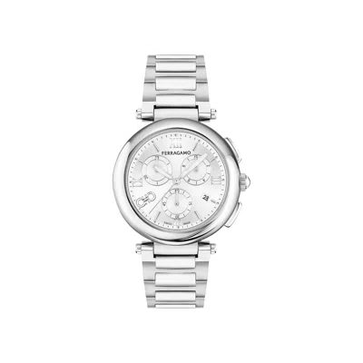 Pre-owned Ferragamo Legacy Chronograph Watch 'stainless Steel' | Silver | Women's Size Onesize