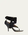 Ferragamo Leather Sandal With Open Toe And Roll-up Strap In Nero