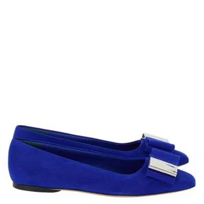 Ferragamo Lena Bow Ballerina Flats In Blue