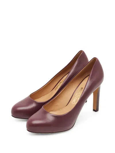 Pre-owned Ferragamo Leo Leather Heeled Pumps In Red