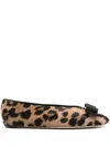 Ferragamo Leopard Print Leather Ballet Flats In Animal Print