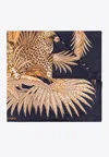 Ferragamo Leopard Print Silk Scarf In Blue