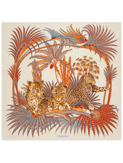 FERRAGAMO LEOPARD PRINT SILK SCARF