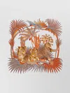 Ferragamo Leopard Print Silk Scarf In Orange