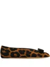 Ferragamo Horsehair Printed Vanna Ballet Flats In Brown