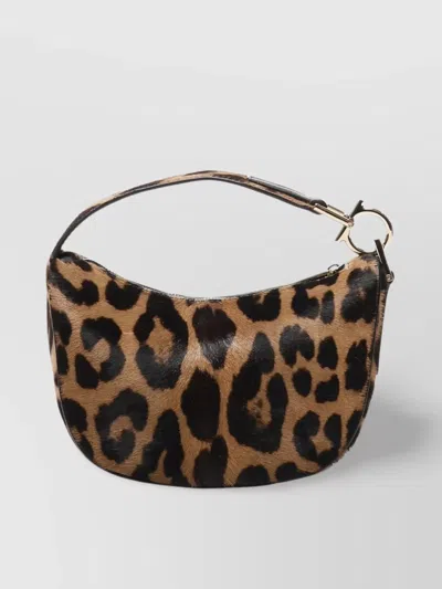 Ferragamo Leopard Print Top Handle Clutch Bag