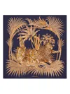 Ferragamo Botanical Leopard Square Scarf In Blue