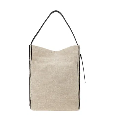 Ferragamo Letter Logo Handbag In Nude